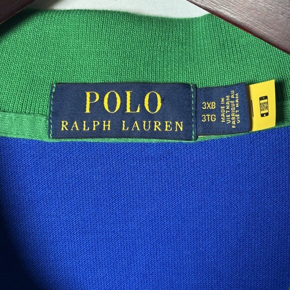 Polo Ralph Lauren 3XB Rugby Polo Shirt Blue Green Big Pony Logo Preppy - Picture 5 of 8